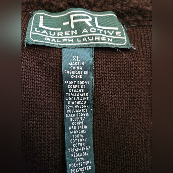 NWT - Lauren Ralph Lauren Active Zip-Up Brown Cardigan - Size XL - Picture 3 of 11